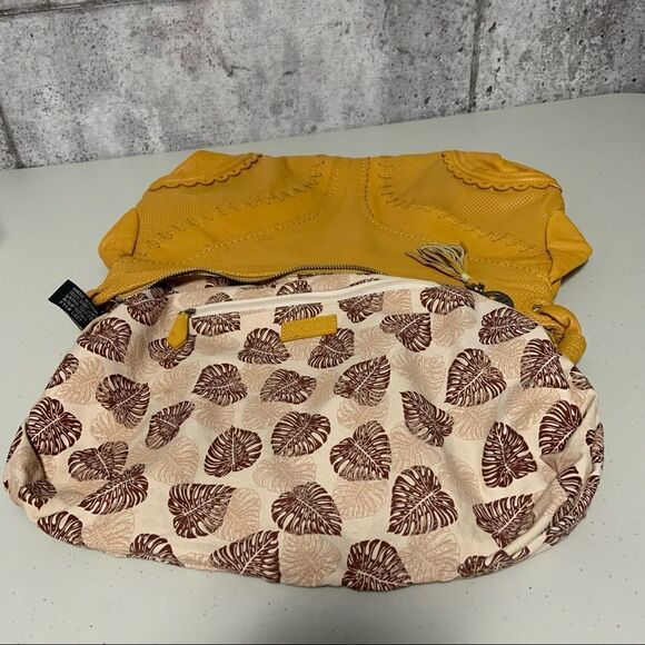 Via Spiga Leather Mustard Perforated Hobo Bag with Crochet details - Picture 10 of 16